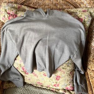 Cropped olive green hoodie with tie up back